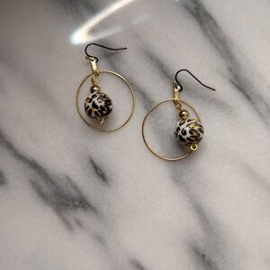 Handcrafted Gold Plated & Animal Print Hoop Pierced Earrings